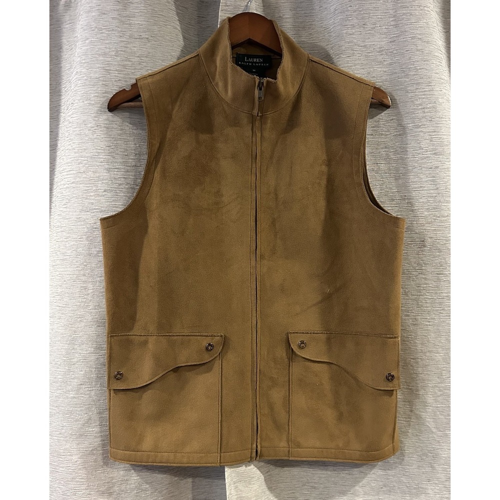 Lauren Ralph Lauren LRL Faux Suede Leather Zip Equestrian‎ Vest Jacket Size M